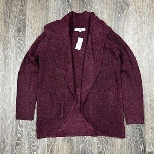 Loft NWT Soft Open Front Cardigan Sweater Maroon/Burgundy Size M